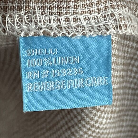 J McLaughlin Theodora Top 100% Linen Medium Tan Houndstooth Sleeveless Preppy - Picture 8 of 15